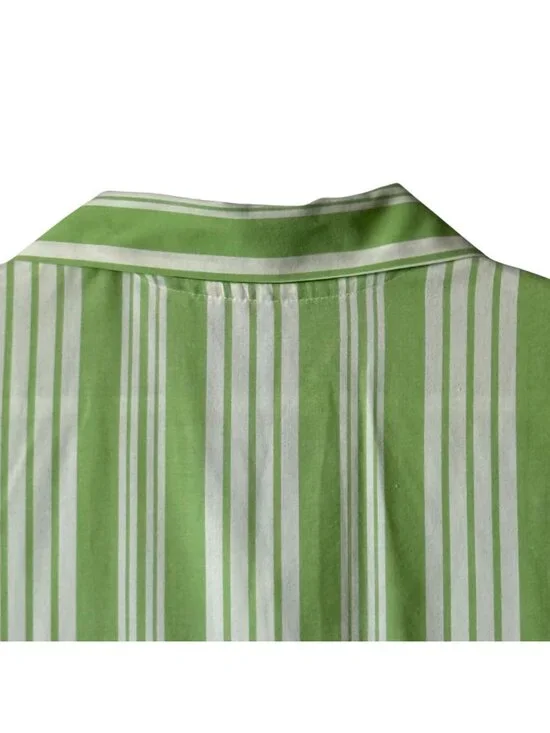 Vintage 60's Womens Dress Handmade Green White Stripe Sleeveless Shift 14 16 - Picture 13 of 15